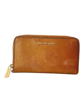 Michael Kors Jet Set Continental Wallet | Brown Saffiano Leather | Zip Around